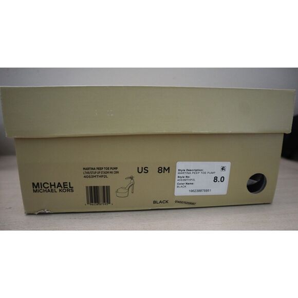 Michael Kors Women's Sz 8M Black Leather Martina 5" Peep-Toe Platform Pumps - Picture 11 of 11